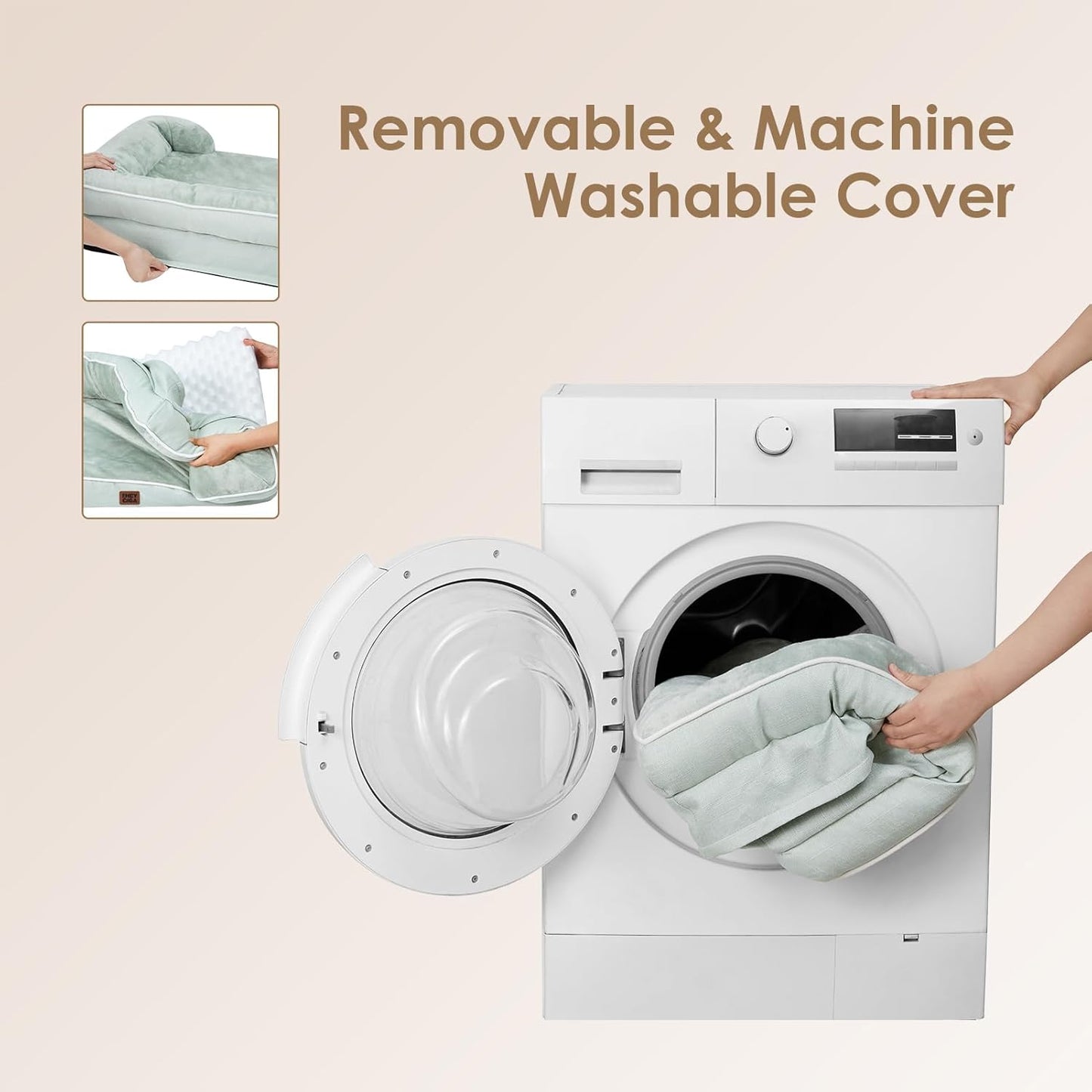 EHEYCIGA Orthopedic Dog Beds for Extra Large Dogs, Waterproof Memory Foam XXL Dog Bed with Sides, Non-Slip Bottom and Egg-Crate Foam Big Pet Couch Bed with Washable Removable Cover, Sage Green