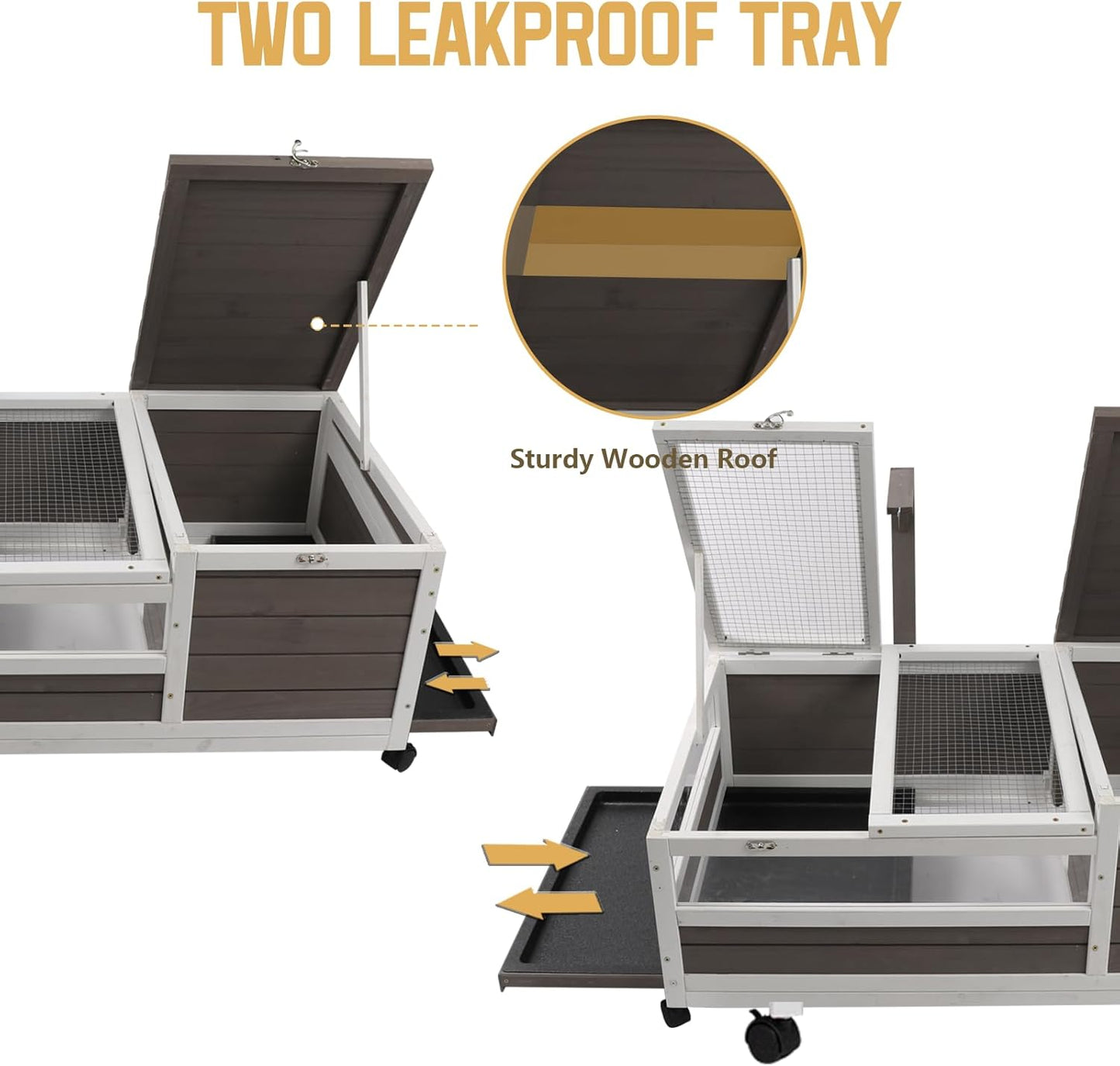 Tortoise Habitat Cage on Wheels with Lamp Stand & Pull-Out Waterproof Tray – Large Wooden Tortoise House, Indoor Outdoor Reptile Enclosure 39''L*23''W*14''H