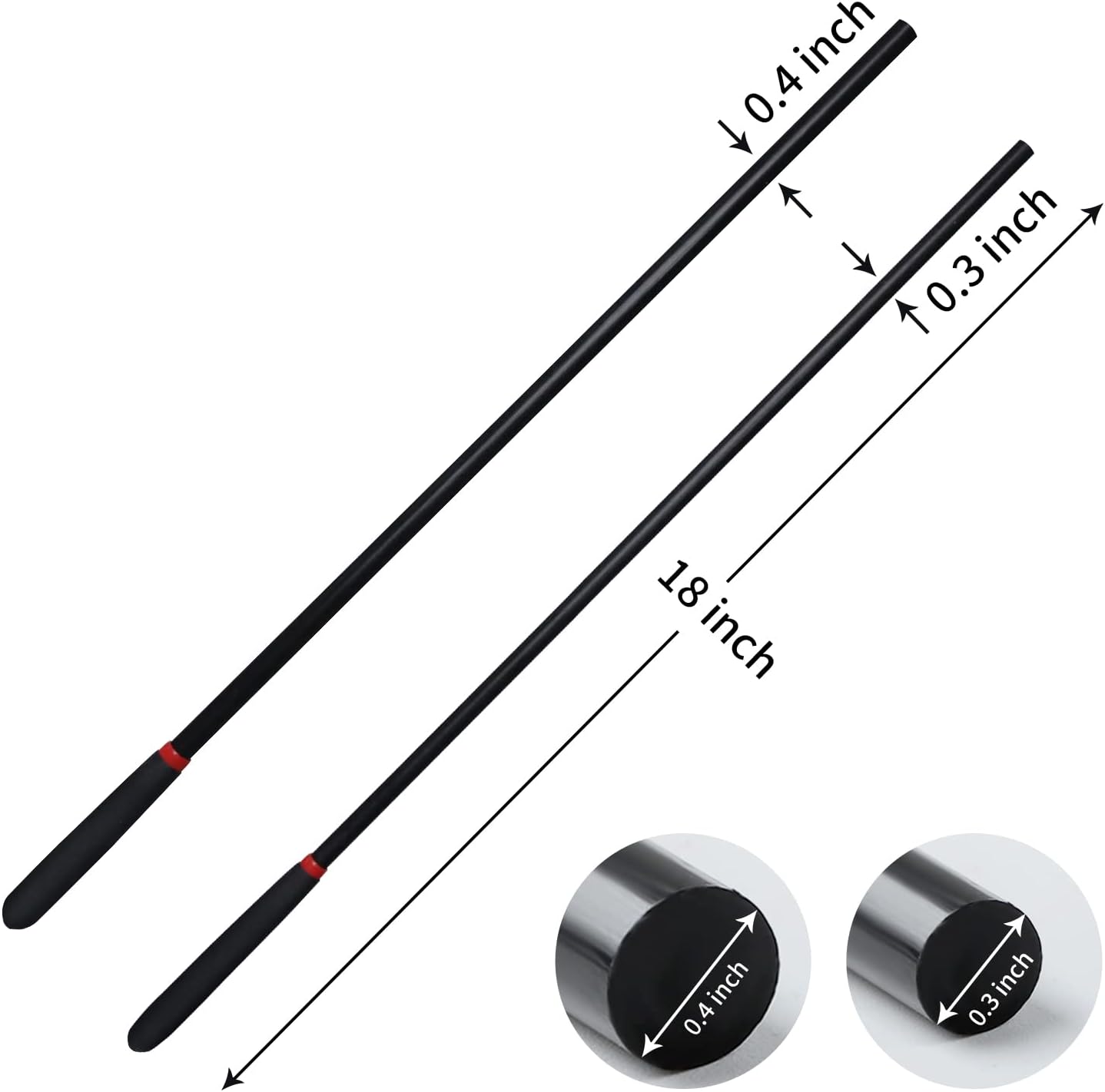 18-inch Horse Riding Crop 2-Piece Set, Black