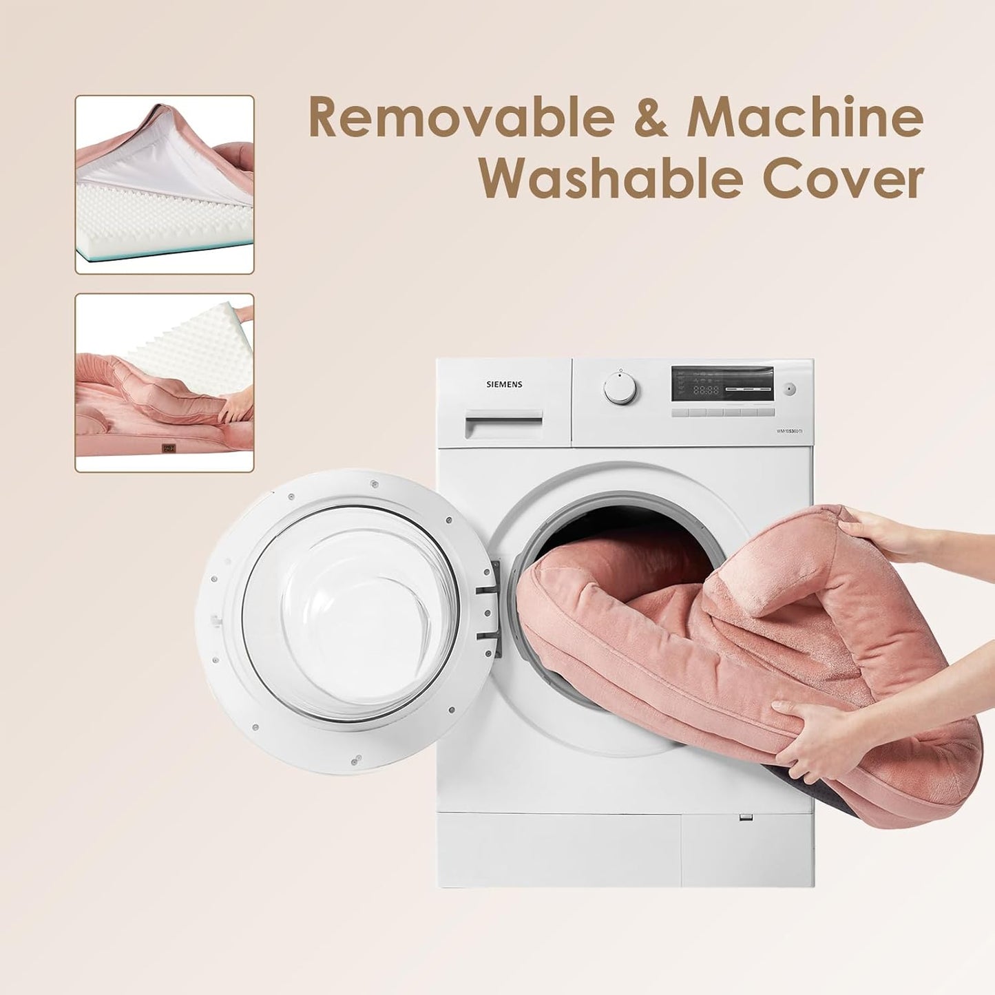 EHEYCIGA Orthopedic Dog Bed for Small Dogs, Waterproof Memory Foam Small Dog Beds with Sides, Non-Slip Bottom and Egg-Crate Foam Medium Pet Couch Bed with Washable Removable Cover, Dusty Pink