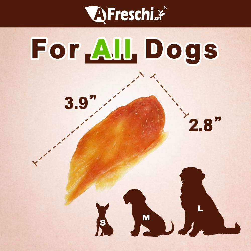 AFreschi Turkey Jerky Dog Treats – 4 oz, USA-Sourced Trukey, All-Natural, Hypoallergenic, High-Protein, Low-Fat, Healthy & Easily Digestible, Puppy & Training Snack