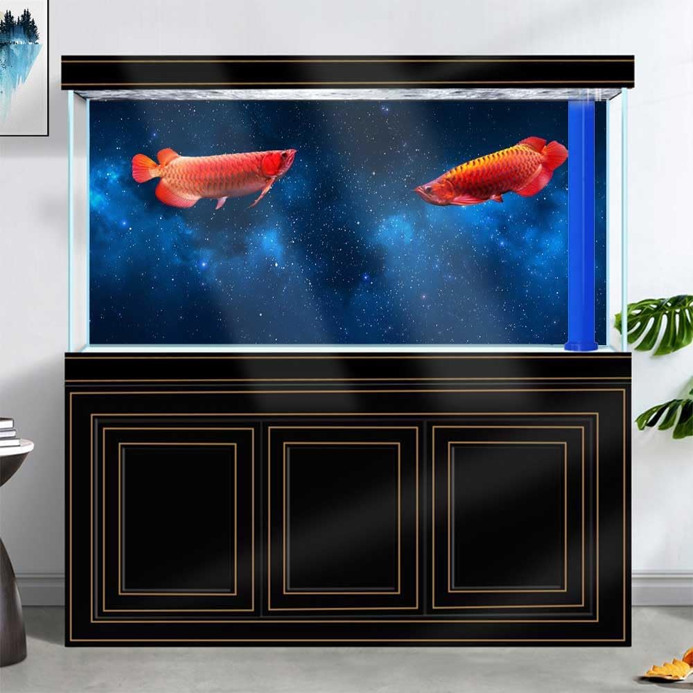48X18IN Starry Aquarium Background, Art Starry Fish Tank Decorations Background, with 8 EVA Double-Sided Tape