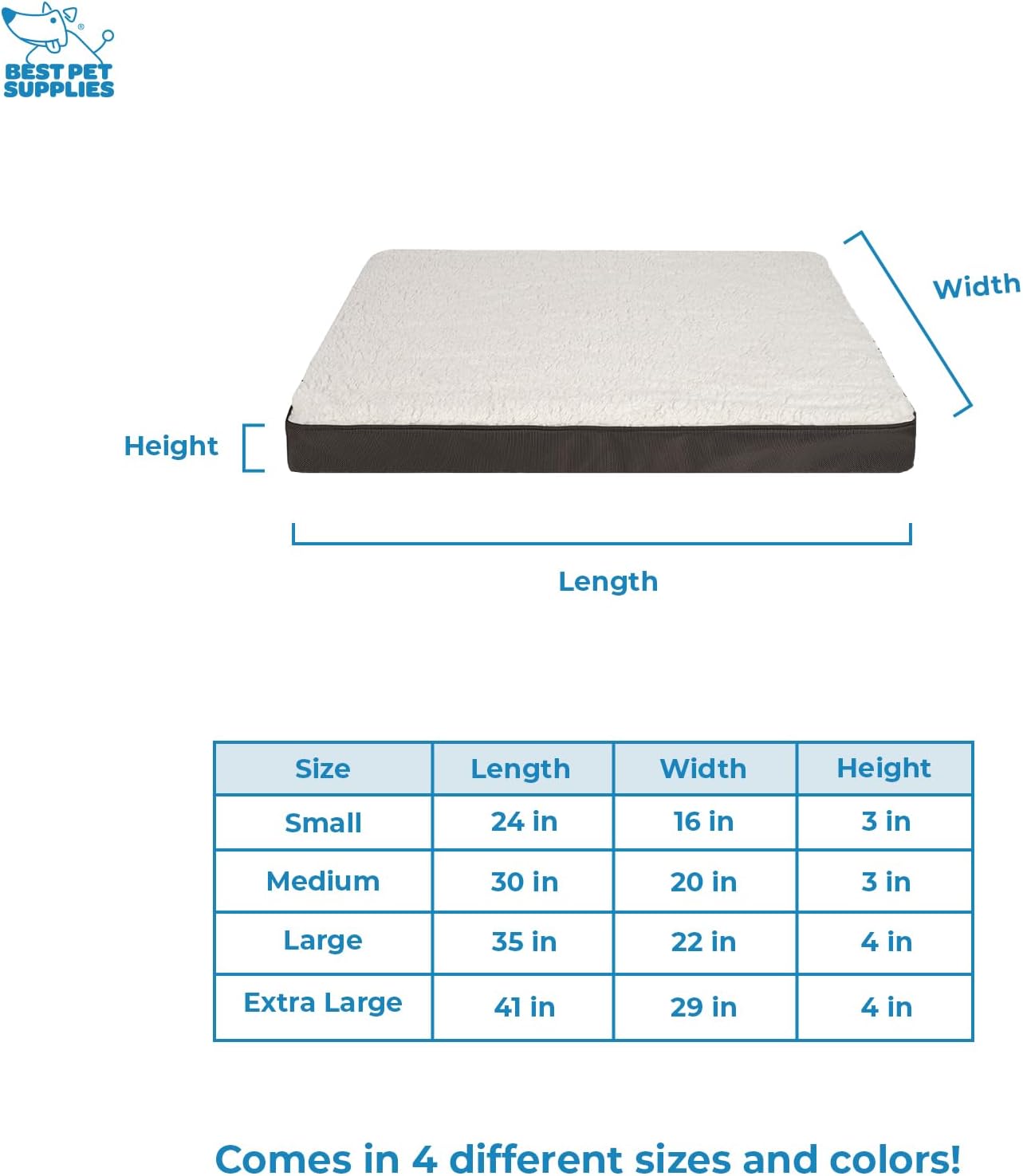 Best Pet Supplies Cute Dog Crate Mat Flat Bed with Waterproof Exterior, Thick Orthopedic Egg Foam Mattress, and Soft Sherpa Fleece Cover for Small, Medium, and Large Breeds - Brown, 41X29X4