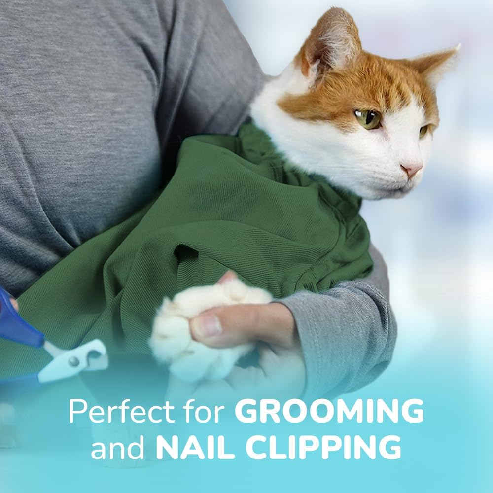 Cozy Comfort Carrier - Large Green Cat Carrier, Cat Holder for Cutting Nails, & Cat Carrier Pouch for Vet Visits, Medication Administration, Dental Care, & Travel