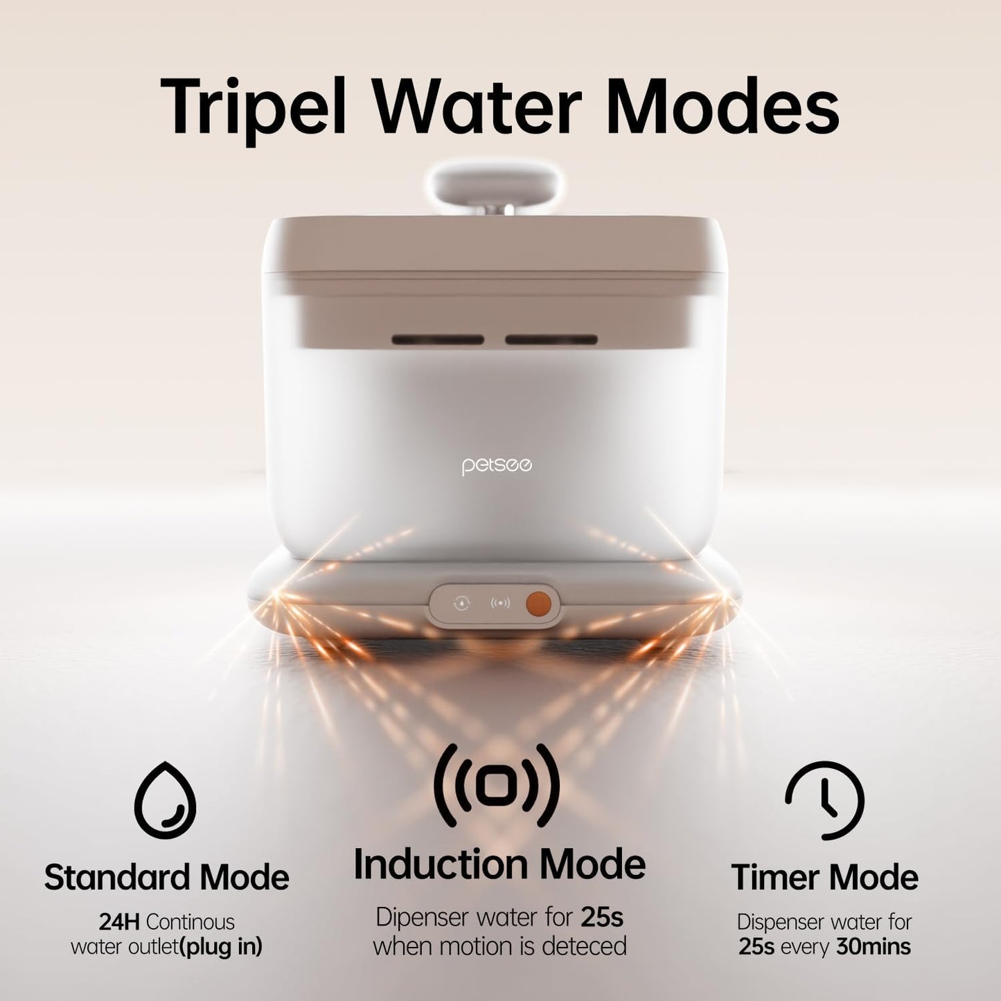 Thermostatic Automatic Pet Water Fountain, Cordless Pet Water Dispenser, Heating Function, 4.5L with Stainless Steel Tray for Cats Dogs Multiple Pets Indoor, S7 Plus White