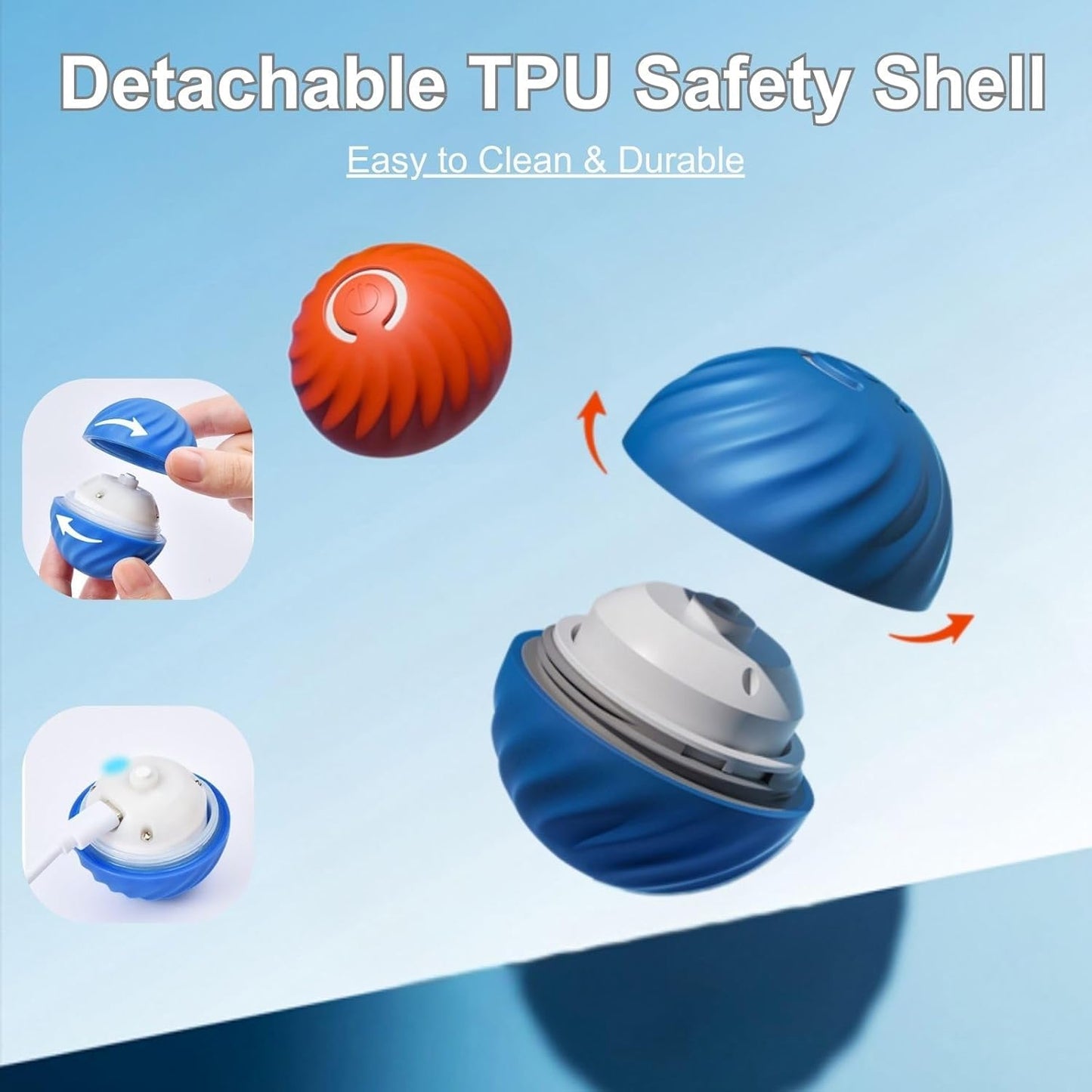 Zoomie Buddy 2.0, Zoomie Buddy for Dogs, 2 in 1 Smart Touch Interactive Dog Balls ＆ Pet Feeder, 2.83" Diameter, Suitable for Small/Medium Dogs, with Fruit Plush Cover (2*Blue, Bayberry)