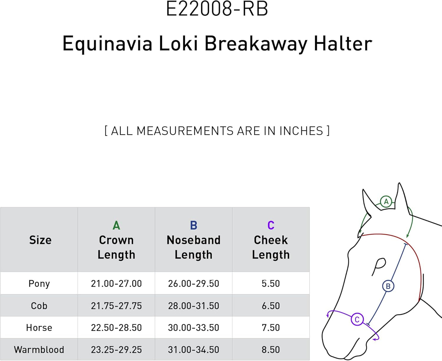 Equinavia Loki Adjustable Breakaway Horse Halter - Royal Blue - Pony