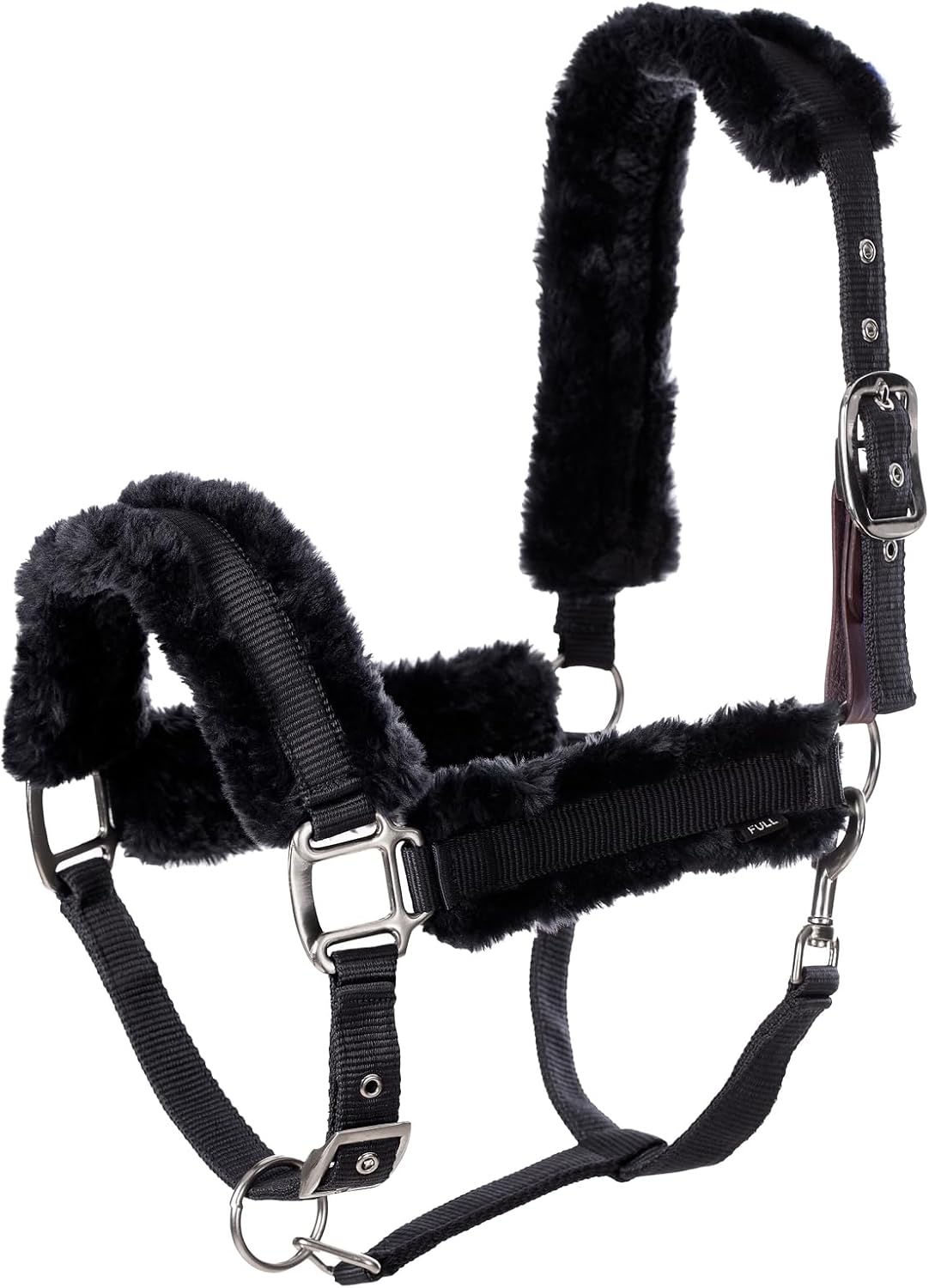 Equinavia Valkyrie Soft Ultra Fleece Padded Adjustable Breakaway Horse Halter - Black/Black - Cob