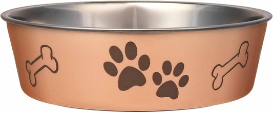 Loving Pets Bella Dog Bowls- Stainless Steel Dog & Cat Bowls - Spill Proof Dog Food Bowl, Cat Bowl, Puppy Essentials & Pet Supplies Great for Home & Travel (Large 35-65 lbs, Champagne)