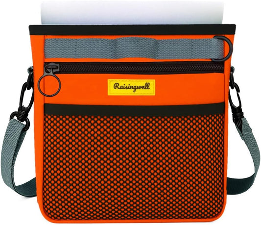 Dog Treat Pouch with Magnetic Closure 4-Cup Silicone Bag Fanny Pack Holder with Clicker 4 Ways to Wear Front Pocket Fits All Phones Ideal for Leash, Pet Walking and Training（Orange）