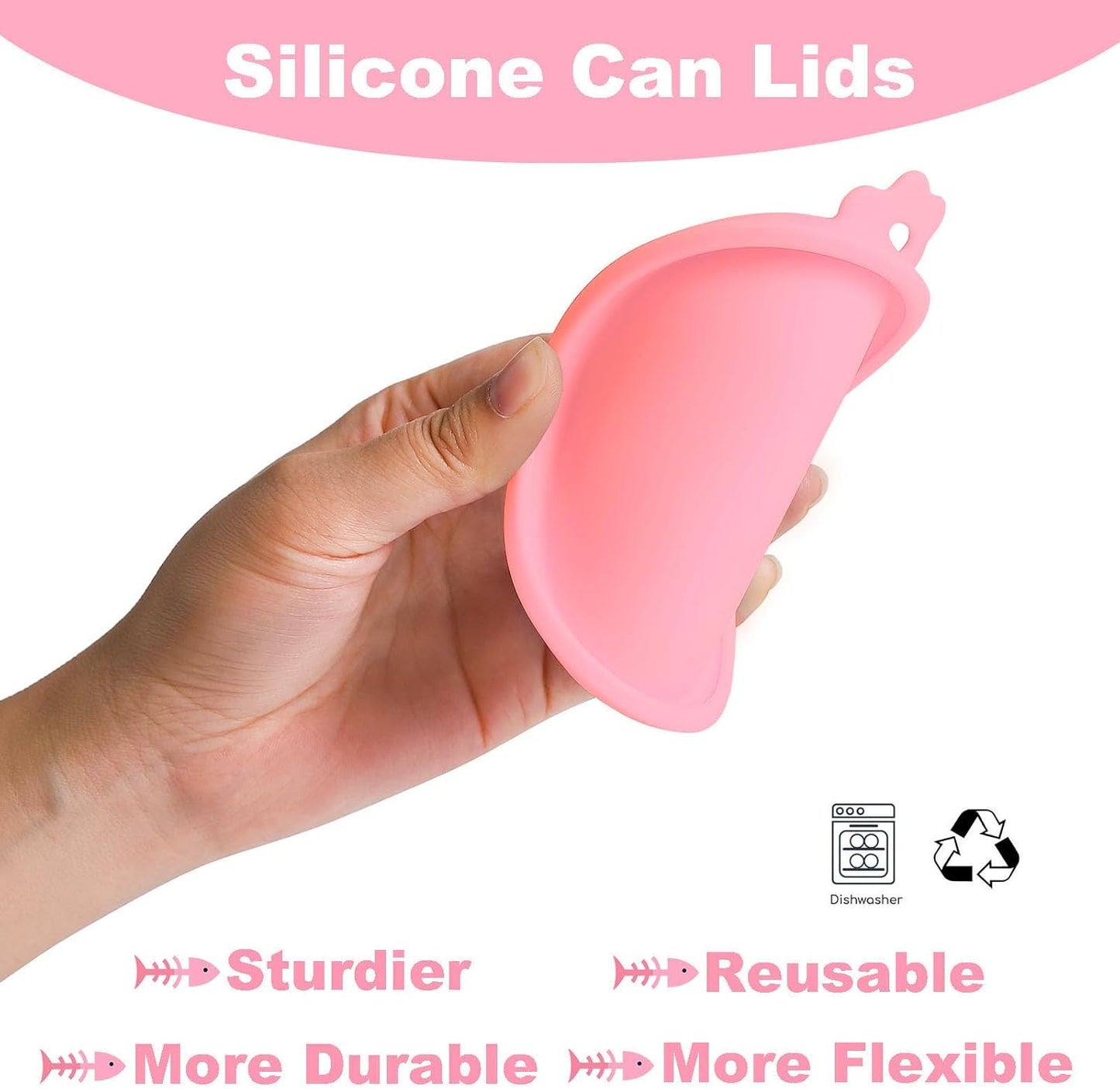 Comtim Cat Food Can Covers Lids for 5.5 oz Cans, 2 Pack Silicone Cat Food Can Lids for 5.5 oz 5.3 oz Cans...Pet Food Can Covers Reusable Can Toppers Savers for Wet Food (Pink)