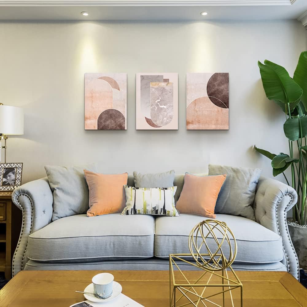AHUASJART Boho Wall Decor Living Room Canvas Wall Art For Office Large Size Wall Decorations For Bedroom Modern Abstract Geometry Paintings Canvas Pictures Artwork Inspirational Home Decor 3 Piece