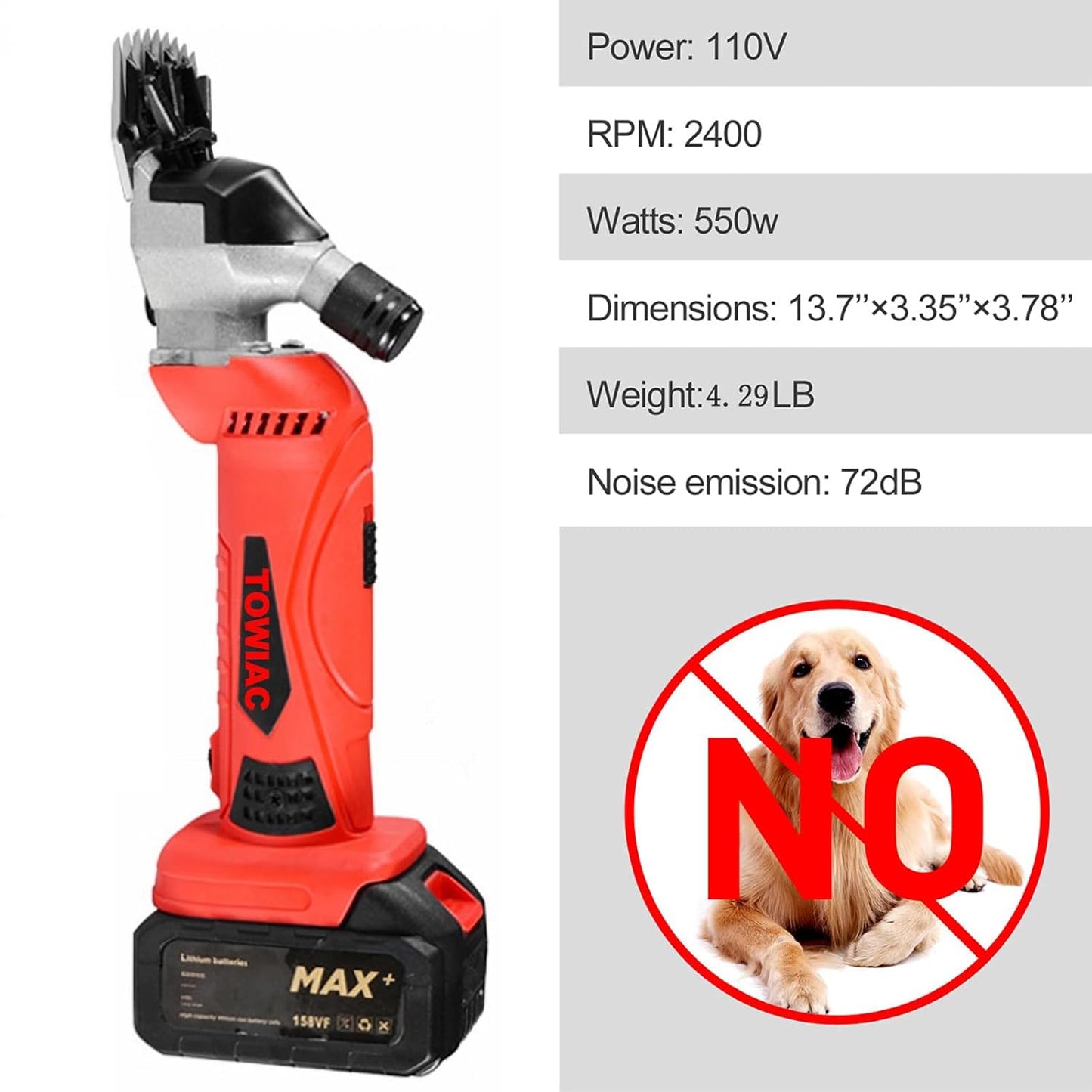 Cordless Electric Shears,Professional Sheep Shearing Clippers with 2 PCS Rechargeable Lithium Battery, 6 Speeds Heavy-Duty Farm Livestock Haircut Trimmer