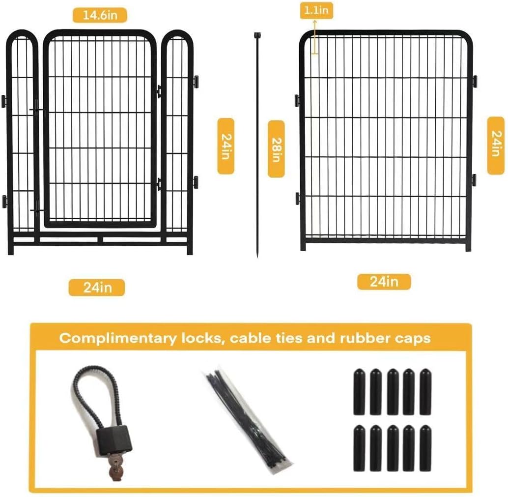 Dog Playpen 24 inch(H) 16 Panels Dog Fence Outdoor for Yard. Metal Dog Pen Heavy Duty Pet Puppy Exercise Pen for Rv Camping Garden Yard, Wide Door Low Threshold Dog Fence Total 31.4 Ft(L)