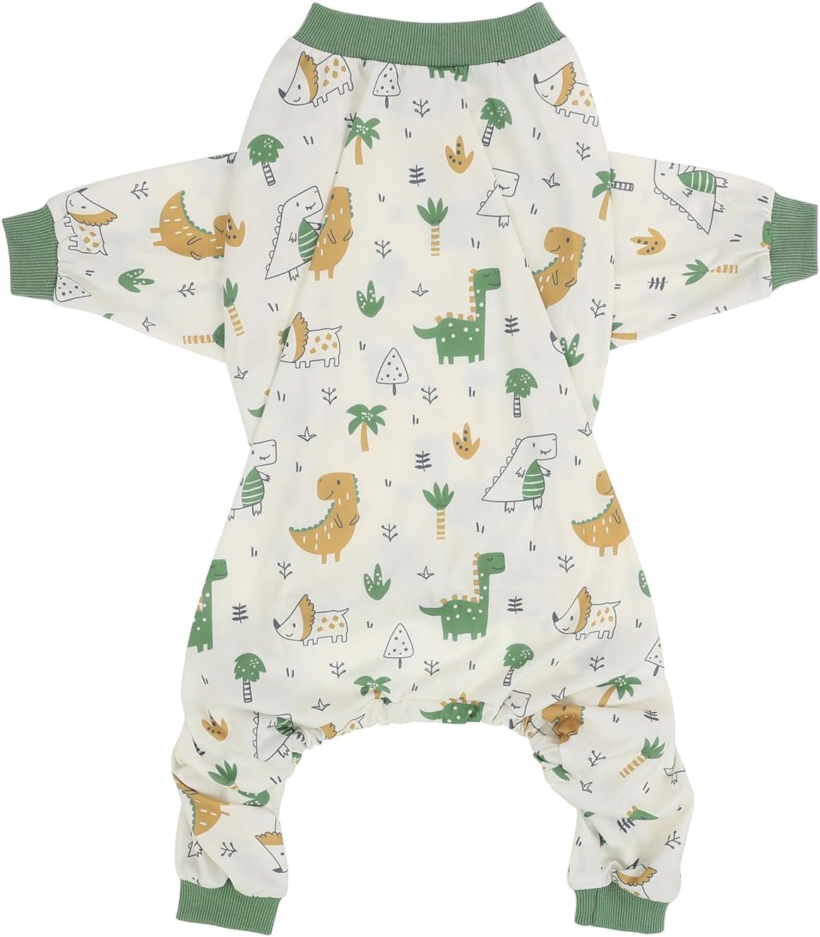 HDE Dog Pajamas One Piece Jammies Jumpsuit Pet Clothes Outfit Stretchy Lightweight Comfy Shirt Pjs for M-3XL Dogs Forest Dinos - M