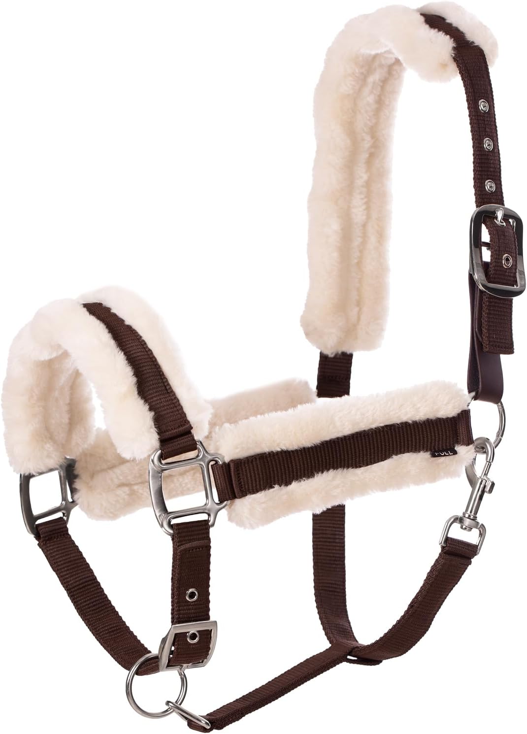 Equinavia Valkyrie Soft Ultra Fleece Padded Adjustable Breakaway Horse Halter - Brown/Ivory White - Warmblood