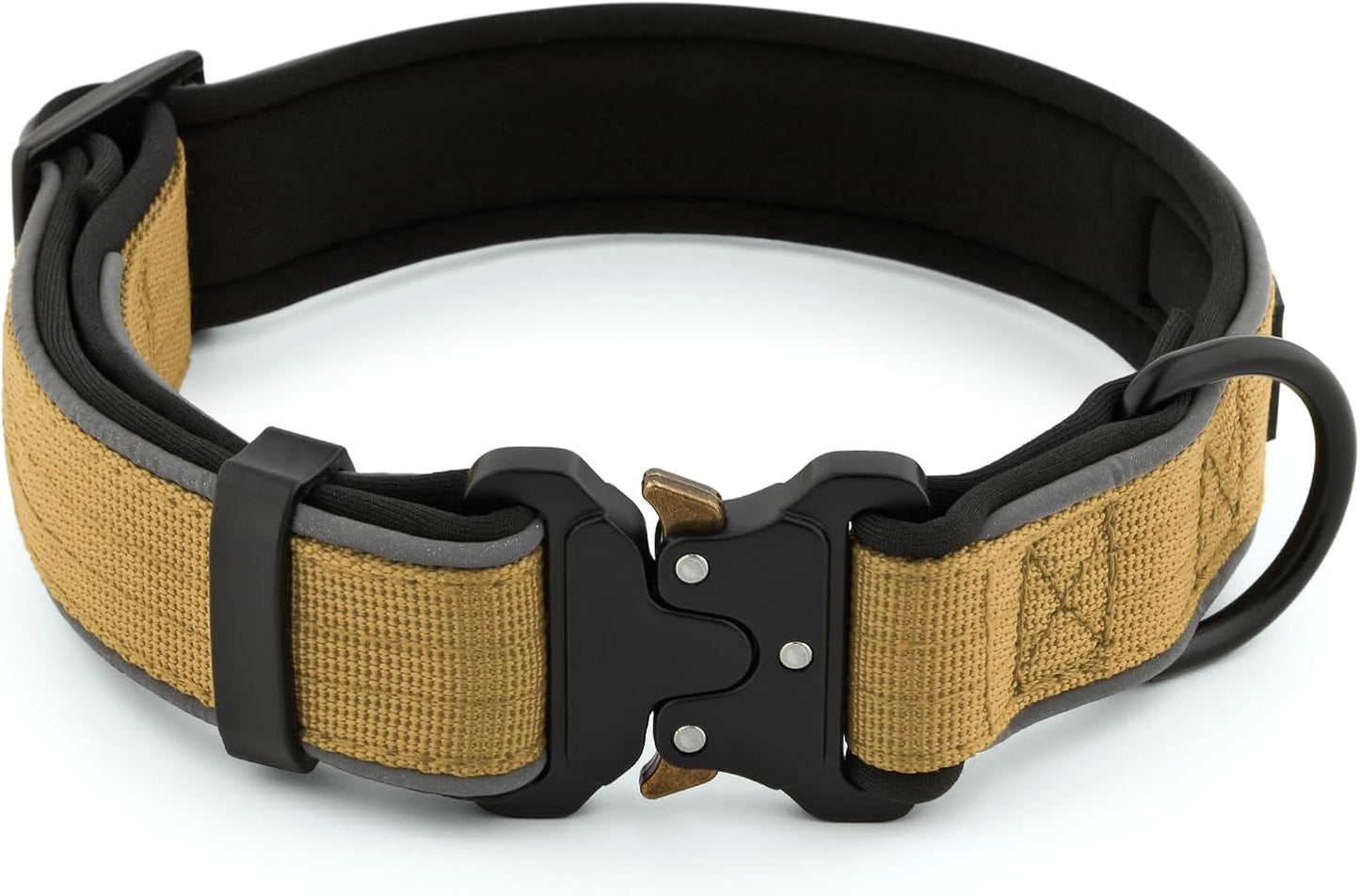 Plutus Pet Tactical Dog Collar, Reflective, Adjustable Heavy Duty Dog Collar, Soft Padded and Comfortable, for Small Medium and Large Dogs (Brown, M)