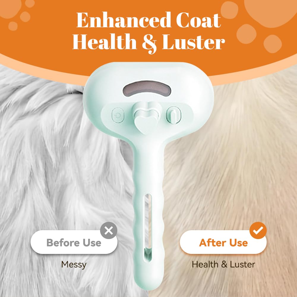 Cat Steam Brush, 3 in 1 Pet Spray Hair Removal Comb for Shedding & Grooming, Pet Grooming Brush with Spray, One-Click Release Button and Tank, Spritz Defur Comb for Cats Dogs, Effective(White)