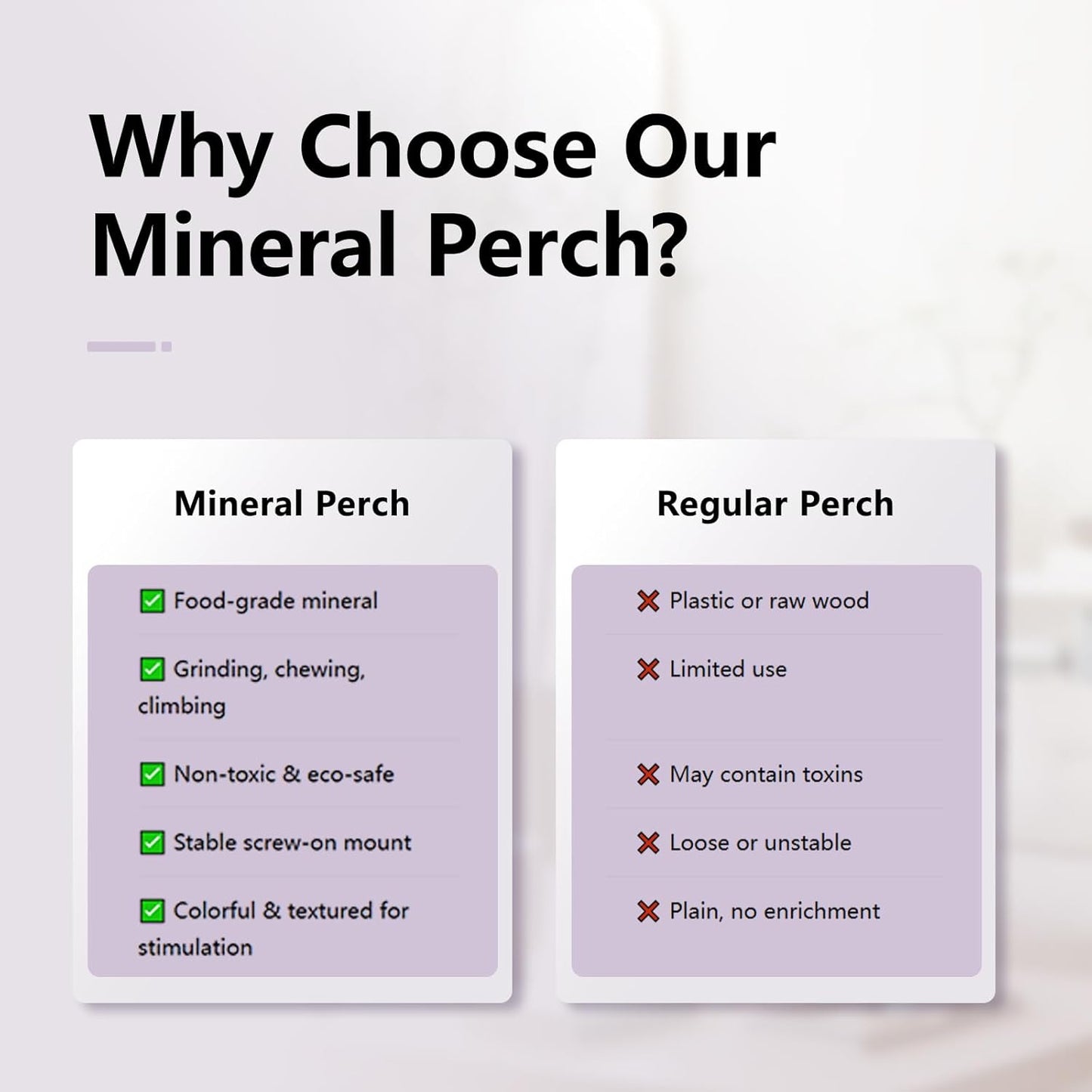 Natural Mineral Bird Perch for Cage Parrot Perch Platform for Beak Grinding Claw Trimming & Chewing Chew Toy for Parakeets Cockatiels Conures Birds Cage Accessories (Gradient Purple, 4.7")