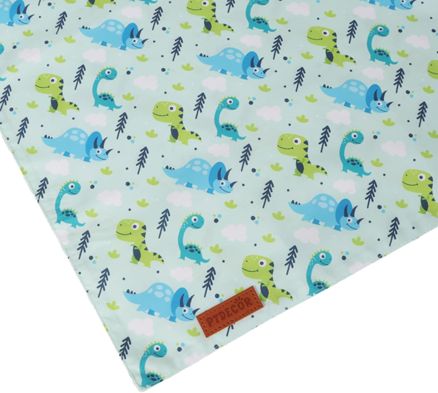 PTDECOR Dinosaurs Dog Bandana, Dinosaurs Design Reversible Pet Scarf Bib, Premium Durable Fabric, Adjustable White Green Bandanas for Small Dogs Puppies Cats(Small)