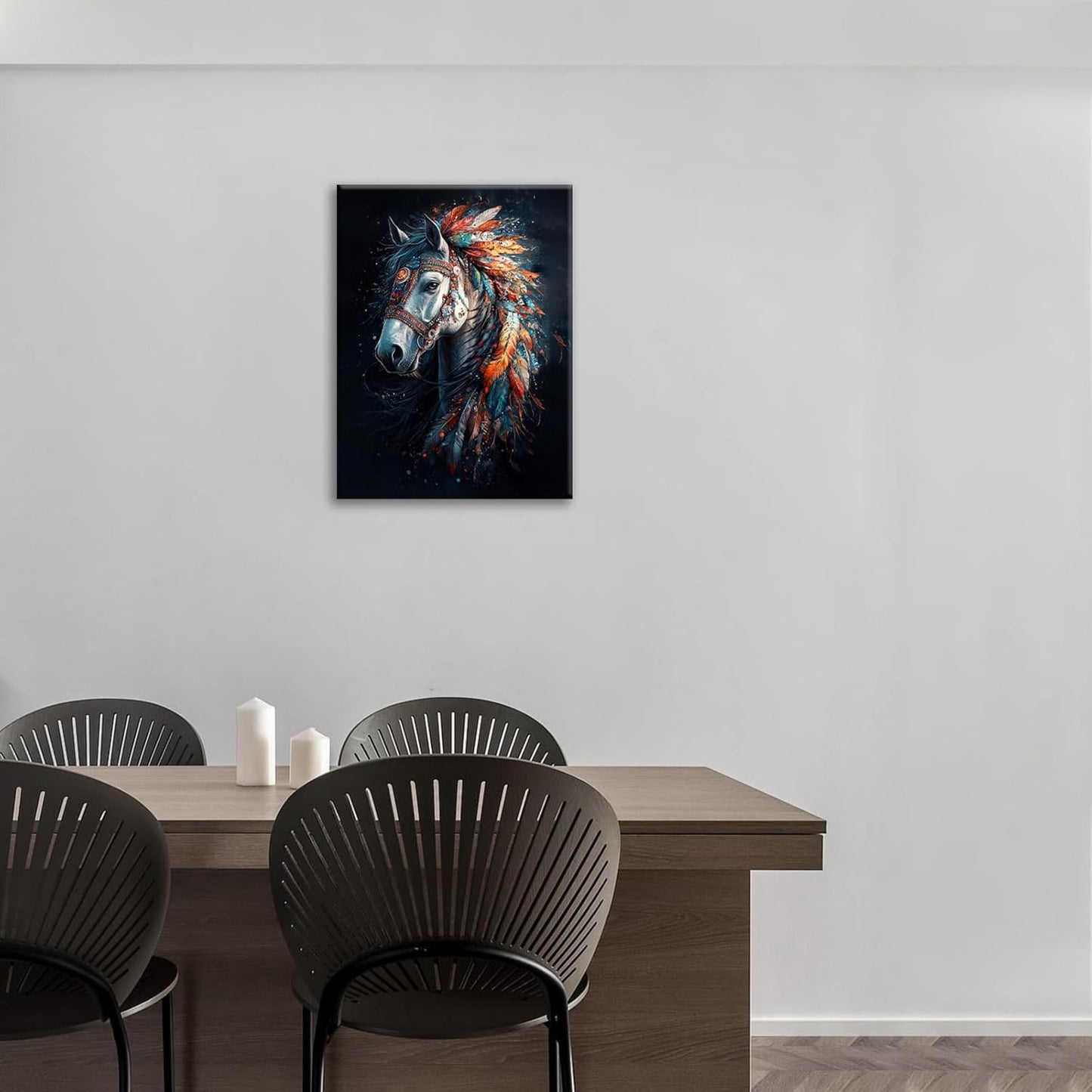 Horse Pictures Wall Art, Horse Animal Bathroom Wall Decor, Aesthetics Modern Framed Painting Elegant Canvas Artwork for Bathroom Bedroom Living Room Decorations 16"L x 12"W