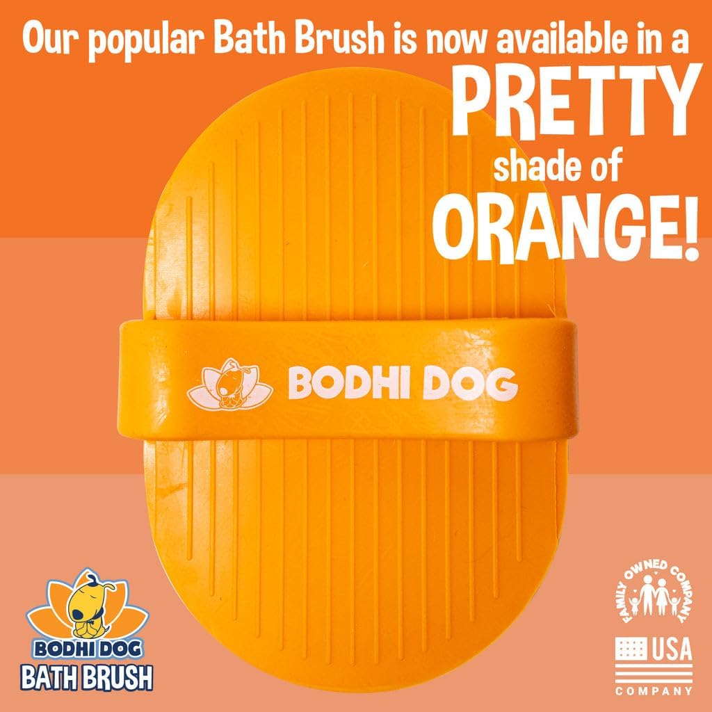Bodhi Dog Shampoo Brush - Pet Grooming & Bath Supplies for Dogs and Cats - Bath Brush for Long & Short Hair - Premium Scrubber for Shower, Bathing & Massage (One Pack, Orange)