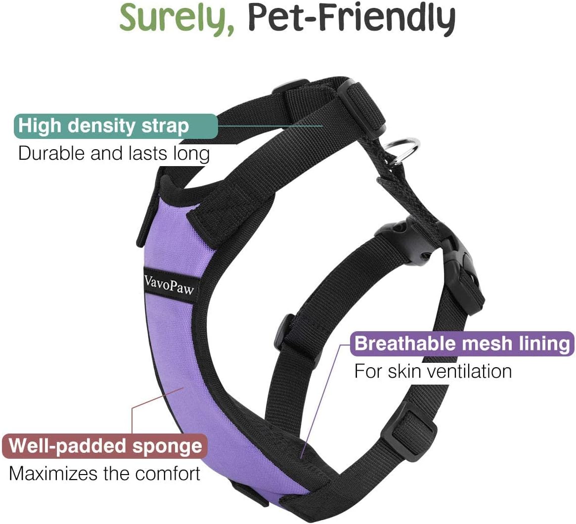 Dog Seat Belt, Safety Vest Dog Car Harness with Adjustable Buckle Dog Seat Belt for Vehicle Nylon Pet Safety Seat Belts Heavy Duty(M, Purple)