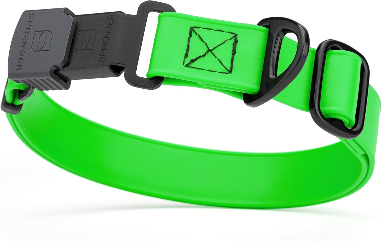 Dogline Biothane Waterproof Dog Collar with Herm Sprenger Stainless Steel Quick Release Buckle – Heavy Duty Tactical Durable Collar for Dogs – Comfortable and Safe Pet Collar, W 1" L 15-25", Green