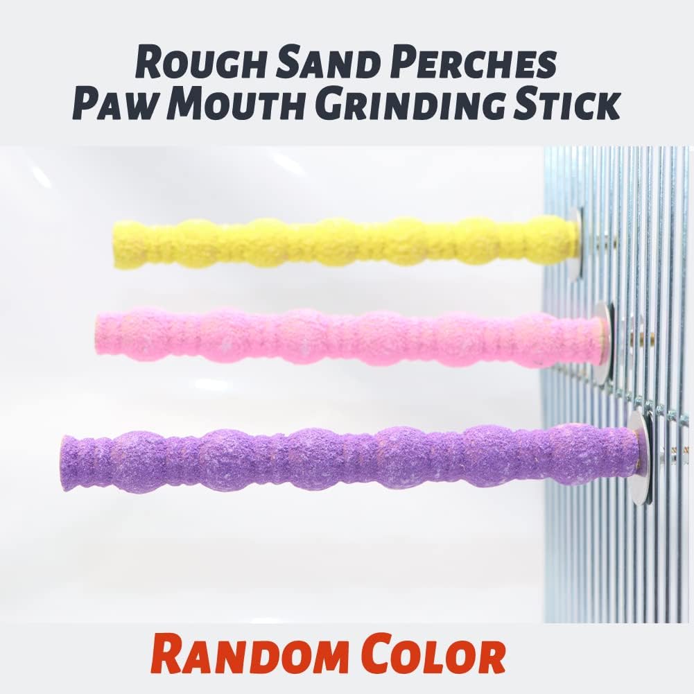 Litewoo Bird Perch Paw Beak Grinding Stick Grit Stand for Parrot Budgies Parakeet Cockatiels Conure Finch Random Color（7.09inch/18cm）