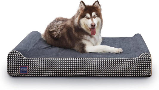 Laifug Orthopedic Memory Foam Extra Large Dog Bed with Pillow and Durable Water Proof Liner & Removable Washable Cover & Smart Design