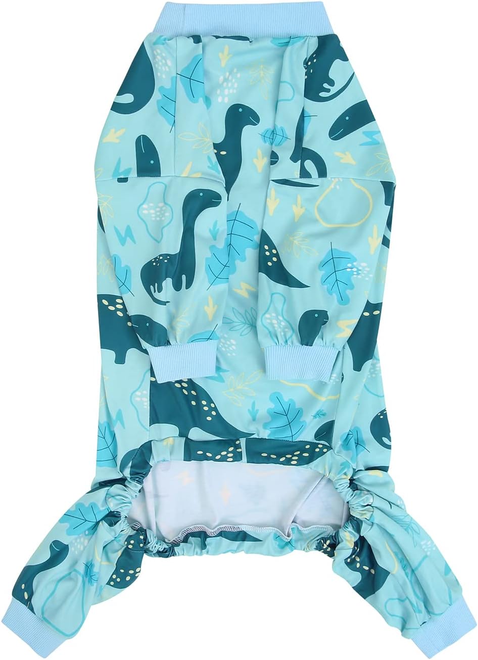 HDE Dog Pajamas One Piece Jammies Jumpsuit Pet Clothes Outfit Stretchy Lightweight Comfy Shirt Pjs for M-3XL Dogs Dinosaurs - 3XL
