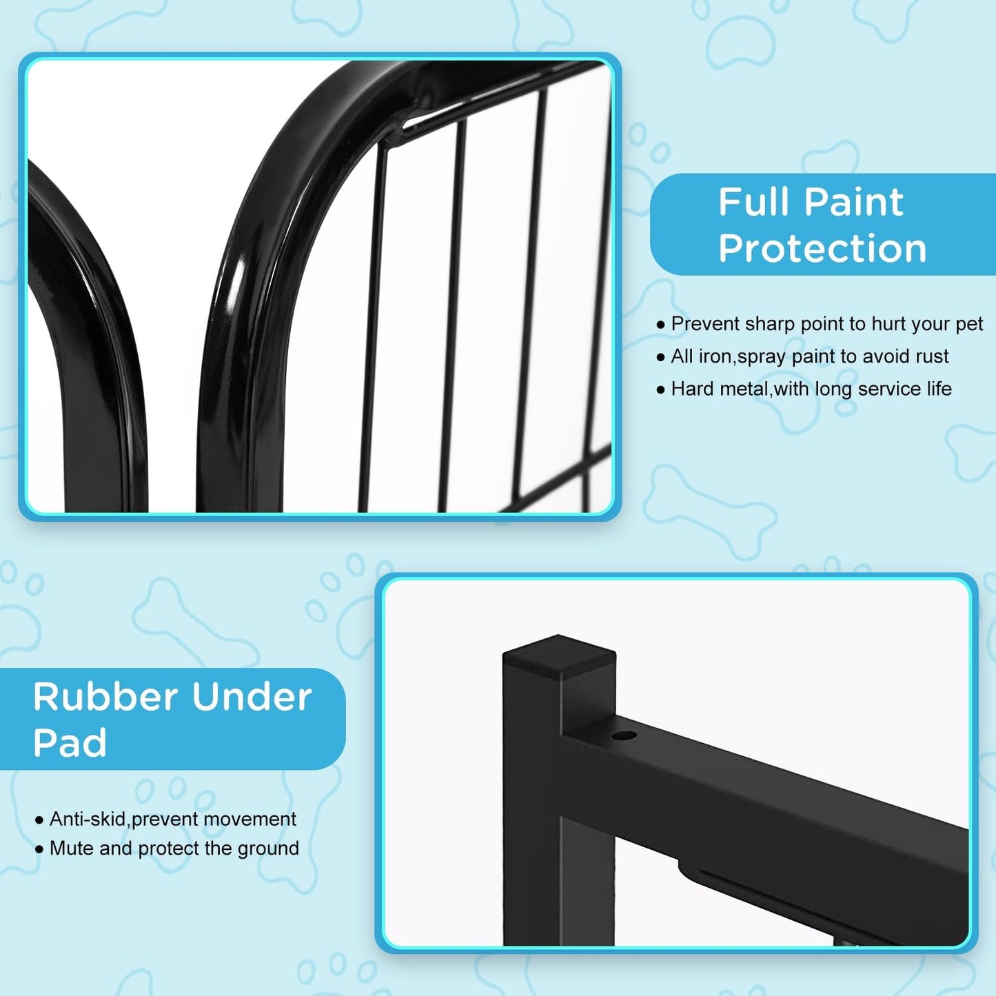 BestPet | Dog Playpen | 32 Inch, 6 Panels | Heavy Duty Metal Pet Exercise Pen | Indoor Outdoor Fence Panels | Rust-Resistant, Removable, Tool-Free Setup | Anti-Skid, Expandable Design