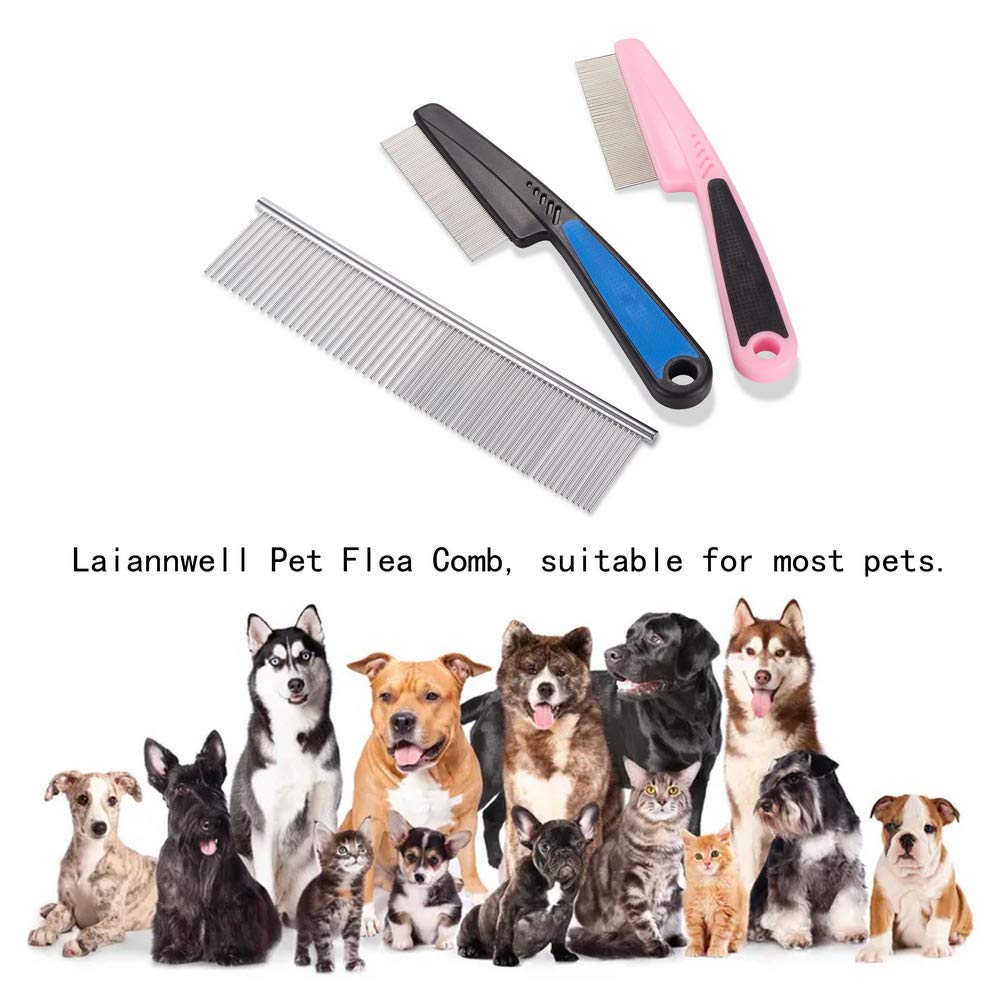 Cat Combs,Pet Comb Laiannwell Professional Grooming Comb for Dog/Cat/Small Pets(3 Packs)