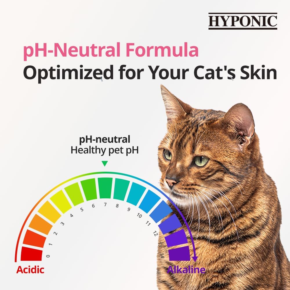 HYPONIC Hypoallergenic Premium Shampoo for All Cats (Unscented, 10.14 oz) - Fragrance Free Cat Shampoo for Dry Skin, Dandruff, Allergy