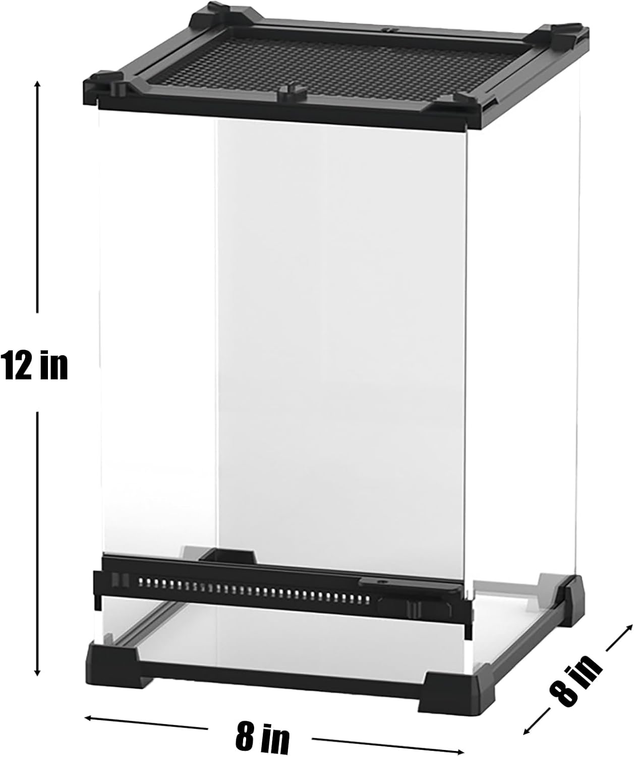 Woyrise Reptile Glass Terrarium Tank 8"x8"x12", Front & Top Opening Door Full View Visually Appealing Mini Reptile or Amphibians Habitat, Stackable Vertical Enclousure for Small Reptiles