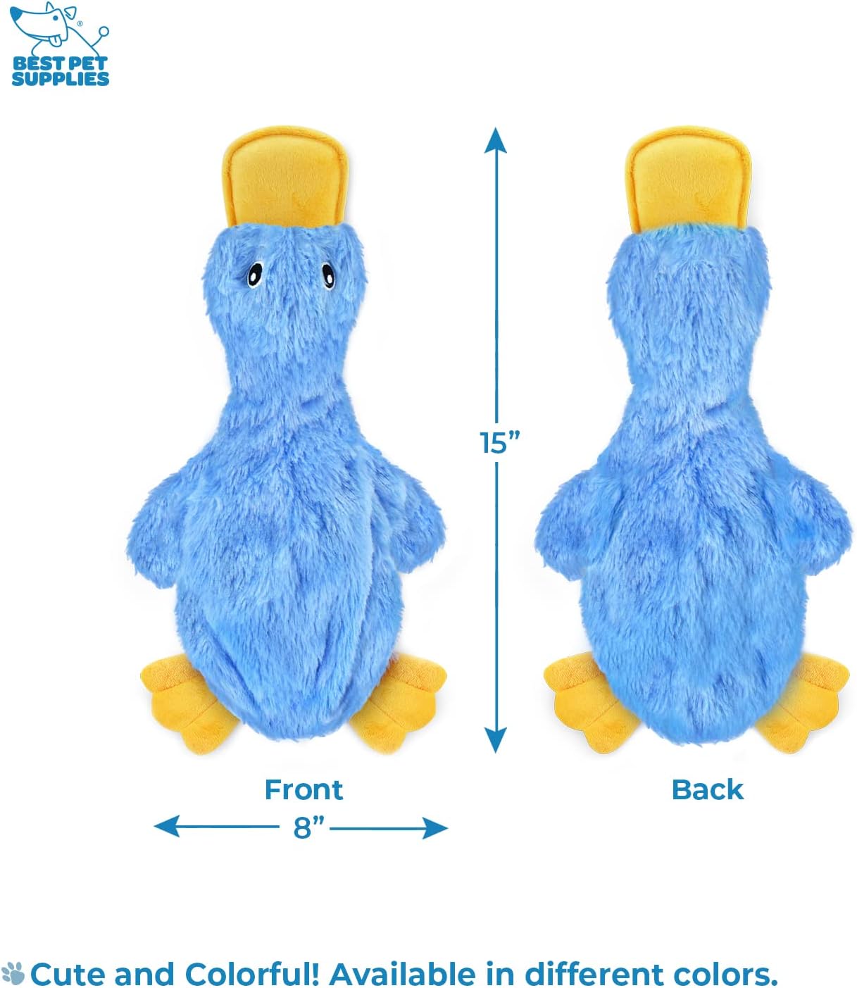 Best Pet Supplies Interactive Squeaky Dog Chew Toy, Ideal Dog Toys for Chewers, Small, Medium & Large Dogs, and Fetch Lovers - Crinkle Duck (Blue), Large