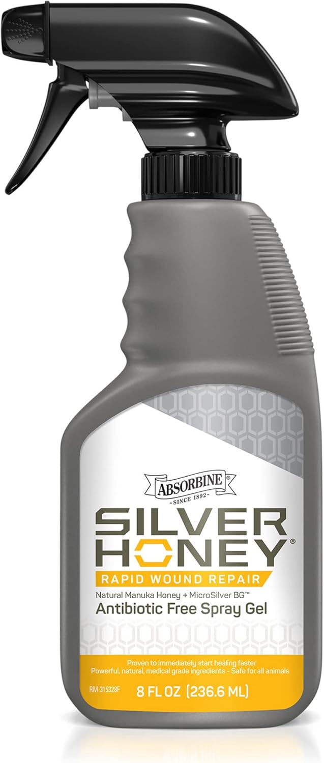 Absorbine Silver Honey Rapid Wound Repair Spray Gel 8oz Bottle, Manuka Honey & MicroSilver BG