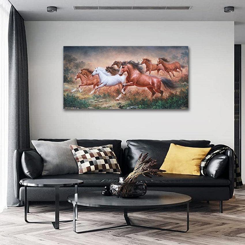 Yxbhhym-Large Size Running Horse Wall Art Pictures Animal Canvas Print Art Horse Paintings Poster Artwork for Wall Décor Office Accessories Modern Living Room Bedroom Wall Decor Frame Decoration