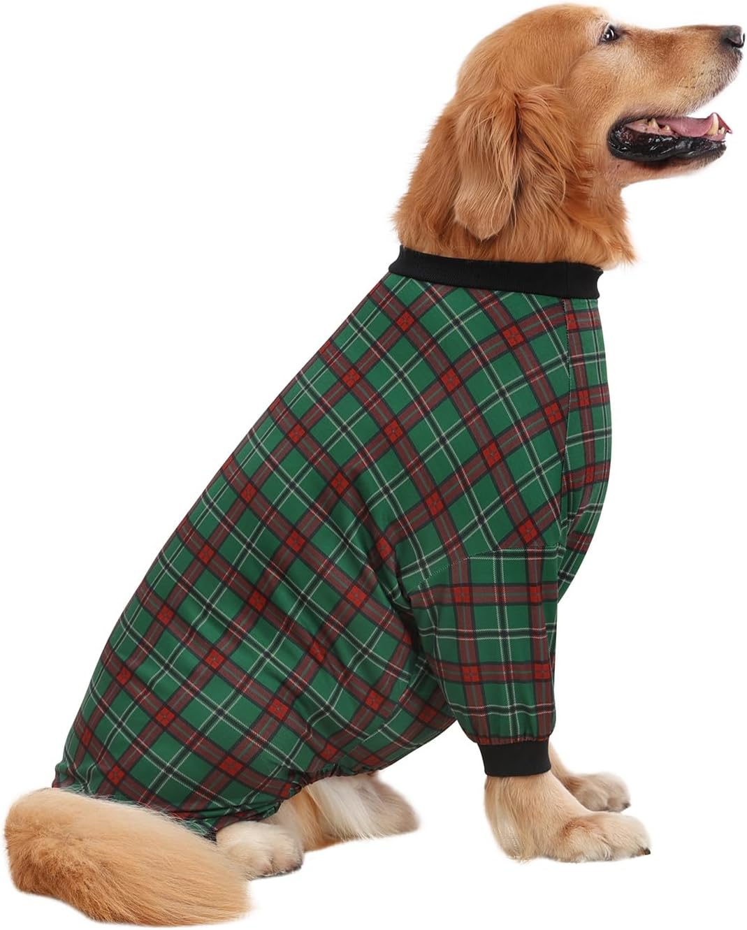 HDE Dog Pajamas One Piece Jammies Jumpsuit Pet Clothes Outfit Stretchy Lightweight Comfy Shirt Pjs for M-3XL Dogs Holiday Plaid - M