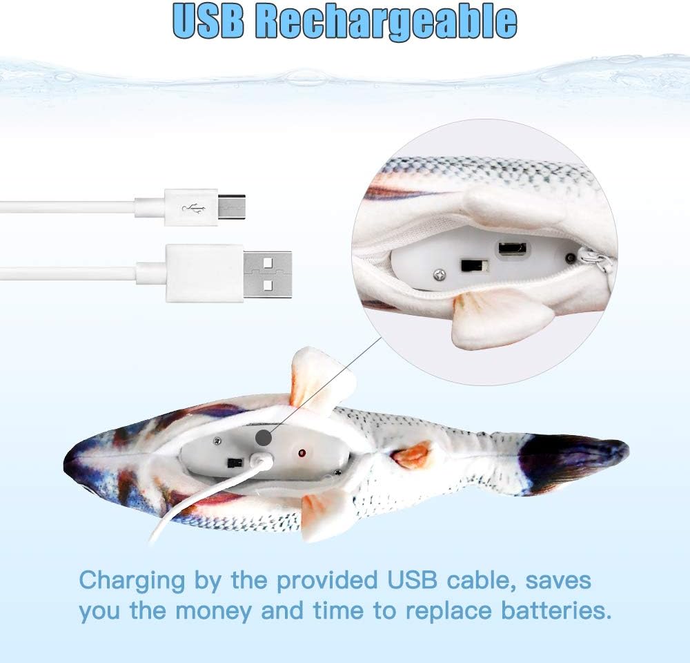 TOOGE 2 Pack 9" Floppy Fish Cat Toys with SilverVine and Catnip for Indoor Cats for Small Dogs Interactive Automatic Flopping Kicker Toys for Cats Puppy (Red Carp + Carp)