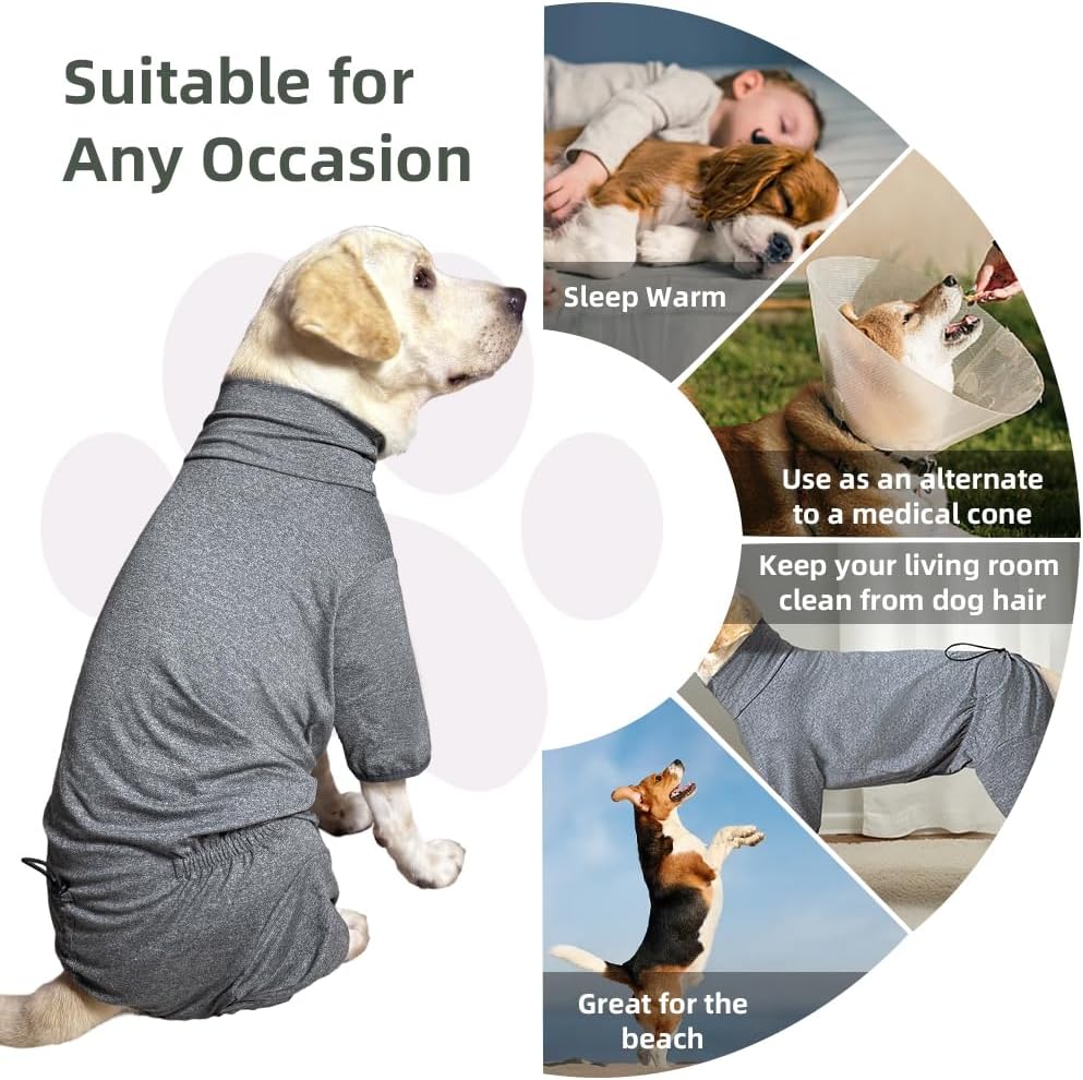 Dog Pyjamas PJS Sweater Clothes and Home Clothing Suitable for Medium to Large Breeds of Dogs, Dog Neutering Suits, Extra-Large Stretch Fabric, Four-Legged Clothes(Thin Forid Gray, 4XL)