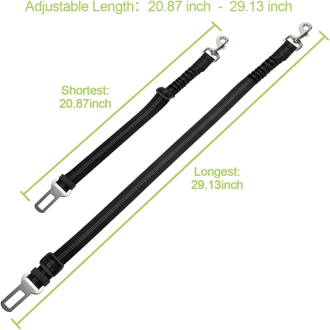 SlowTon Dog Seat Belt Harness for Car, Dog Car Harness Adjustable Mesh Breathable & Dog Seatbelt Safety Tether with Elastic Bungee for Small Medium Large Pets(Black, Single Clip, L)