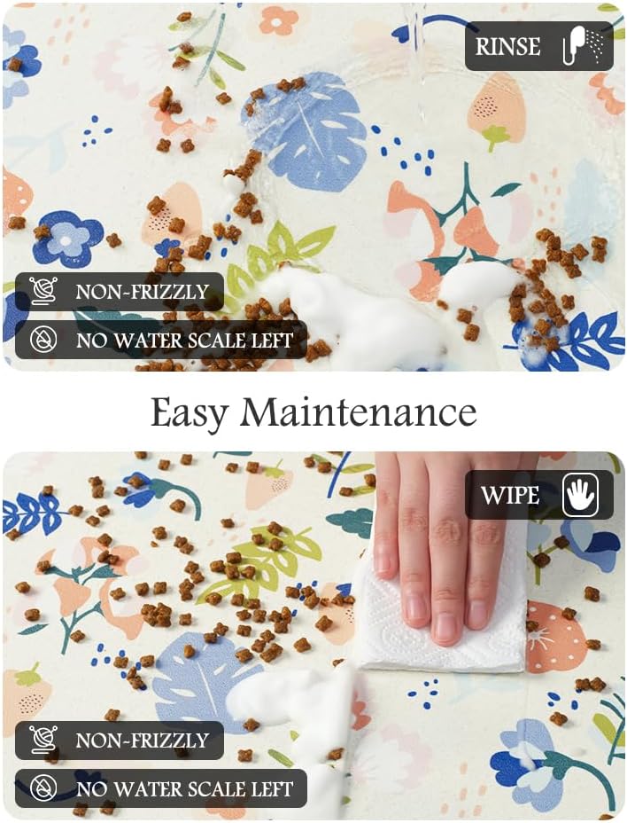 Pet Feeding Mat-Absorbent Dog Mat for Food and Water Bowl-No Stains Quick Dry Water Dispenser Mat-Dog Accessories Pet Supplies-Bowl for Messy Drinkers（LIGHTFLOWERS,17"x34"
