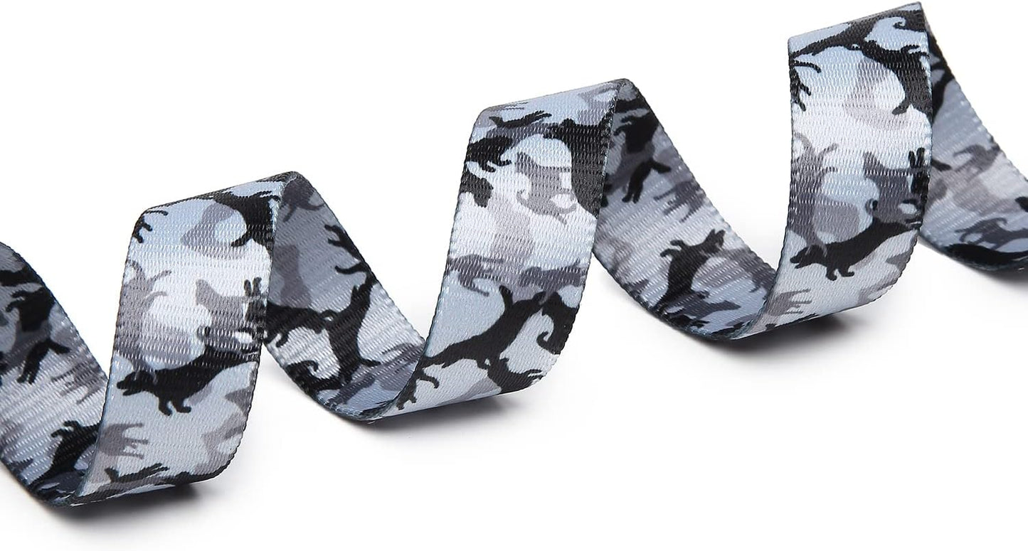 Mercano Adjustable Dog Collar - Special Design Patterns, Soft Nylon Comfortable Sturdy Pet Collar for Small Medium Large Dogs (M, Dog Camouflage Grey)