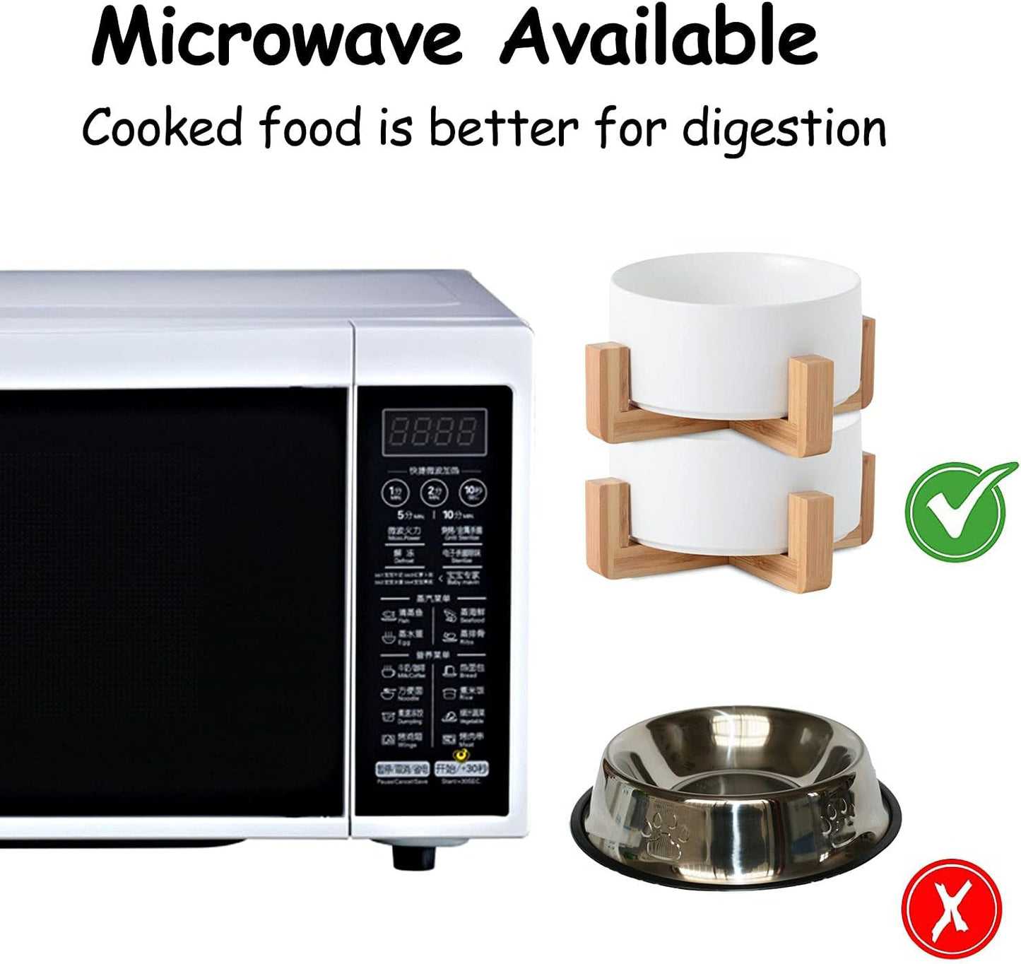 Petygooing Ceramic Dog Cat Bowl Set with Stand, Pet Dog Food and Water Dish,Medium Pet Bowls Anti Slip Set of 2 Cat Bowls-White Pet Food Bowl- Small Medium Size Pet (28 OZ /3.6 Cups)