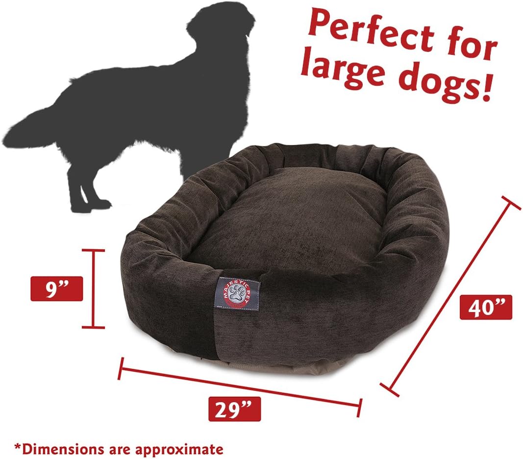 Majestic Pet Villa 40 Inch Shredded Memory Foam Dog Bed for Large Sized Dogs 40x29x9 Inch–Orthopedic Dog Bed with Removable Washable Cover-Washable Large Pet Bed with Head Support-Storm