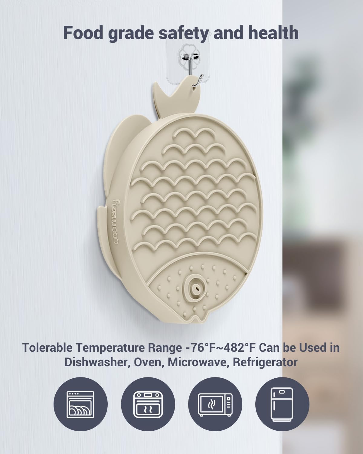 Coomazy 2-in-1 Silicone Slow Feeder Dog Cat Bowls, Lick Mat Interactive Puzzle Toy for Pets Food Training, Keeps Dogs Cats Busy, Prevents Puppy Kitty Overeating (Beige, 1.2 Cup)