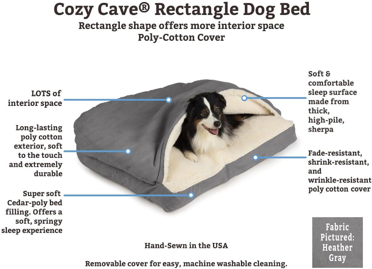 Snoozer Pet Products Rectangle Cozy Cave Dog Bed, Small, Navy