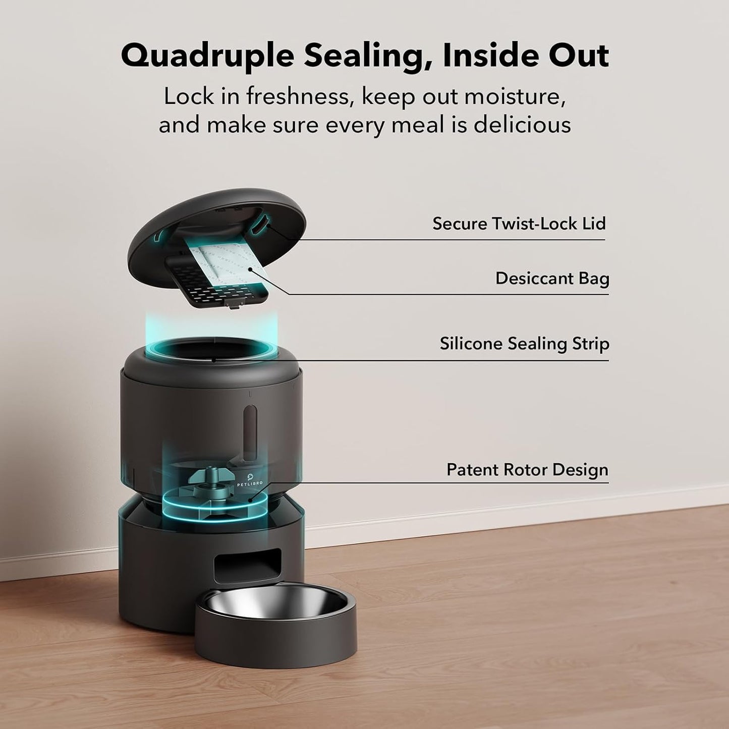 PETLIBRO Automatic Cat Feeder, 5G WiFi Pet Feeder with Freshness Preservation, Timed Cat Feeders for Dry Food, Up to 48 Portions 10 Meals Per Day, Granary Pet Feeder for Cat/Dog