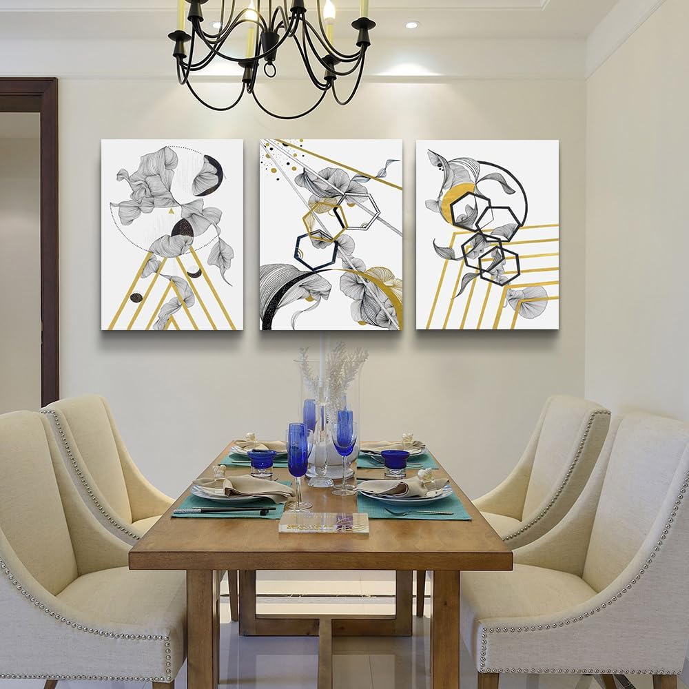 Canvas Wall Art For Living Room Large Size Modern Abstract Painting Bedroom Decoration Office Wall Decor Black And White Abstract pictures 3 Piece Framed Inspirational Posters Artworks Home Decor